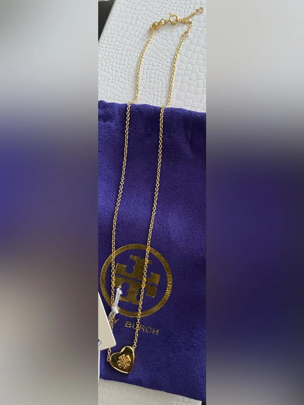 Tory Burch Gold Heart Logo Pendant Necklace